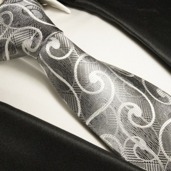 Silber graue Krawatte 100% Seidenkrawatte 386