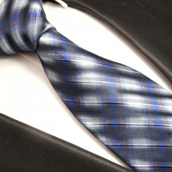 Krawatte blau 100% Seide gestreift 395