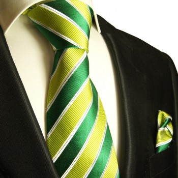 Krawatten Set 2tlg 100% Seide grüne Seidenkrawatte 262