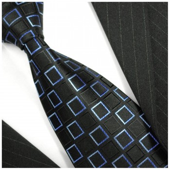 Blau schwarze Krawatte 100% Seidenkrawatte 193
