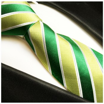 Paul Malone XL Krawatte 165cm grün gestreifte Seidenkrawatte 262