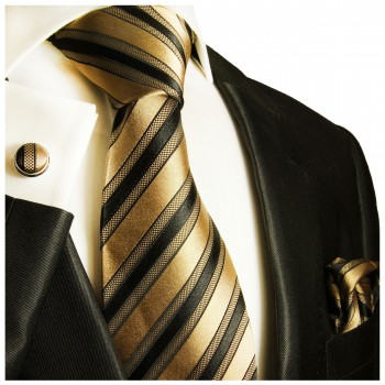Extra lange Krawatte 165cm - Krawatte Überlänge - braun schwarz gestreift
