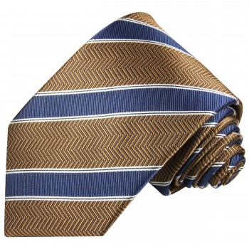 Extra lange Krawatte 165cm - Krawatte Überlänge - blau braun gestreift
