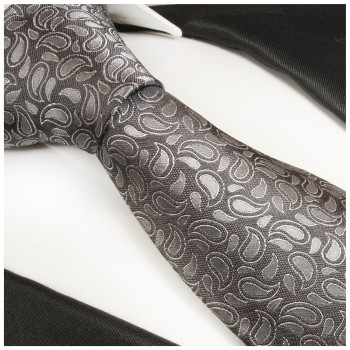 Grau weiss Krawatte 100% Seidenkrawatte ( extra lang 165cm ) 2005