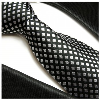 Paul Malone Krawatte 100% Seide ( extra lange 165cm ) schwarz 305