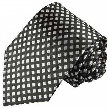Krawatte schwarz silber gepunktet Seide