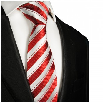 Krawatte rot weiß gestreift Seide