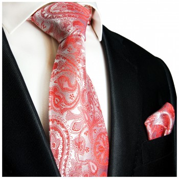 Krawatte rot paisley Seide mit Einstecktuch