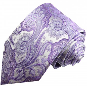 Extra lange Krawatte 165cm - Krawatte lila flieder paisley