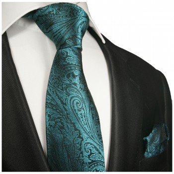 Extra lange Krawatte 165cm - Krawatte türkis floral