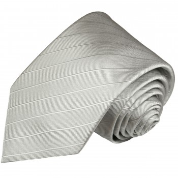 Krawatte silber uni gestreift Seide