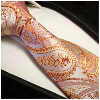 Paul Malone XL Krawatte 165cm orange paisley Seidenkrawatte 380