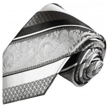 Silber Krawatte schwarz barock gestreift Seide
