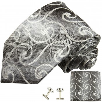 Silber graue Krawatte 100% Seidenkrawatte 386