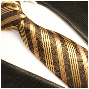 Braun gestreifte Krawatte 100% Seidenkrawatte ( XL 165cm ) 388