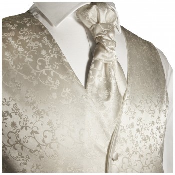 Hochzeitsweste Set 5tlg ivory & Modern Fit Hemd weiss V41HL30