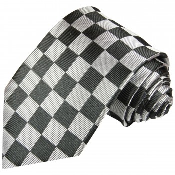 Krawatte grau schwarz Seide kariert