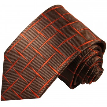 Extra lange Krawatte 165cm - Krawatte braun orange gestreift