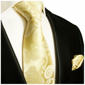 Extra lange Krawatte 165cm - Krawatte champagner paisley