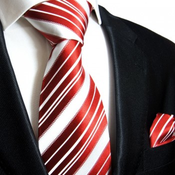 Rote extra langes XL Krawatten Set 2tlg. 100% Seidenkrawatte + Einstecktuch by Paul Malone 445