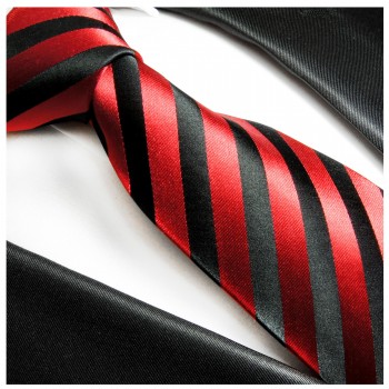 Rot schwarze extra lange XL Krawatte 100% Seidenkrawatte by Paul Malone 452