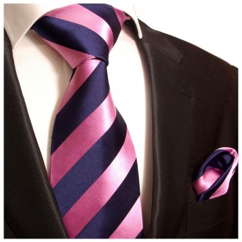 Extra lange Krawatte 165cm - Krawatte Überlänge - blau pink gestreift