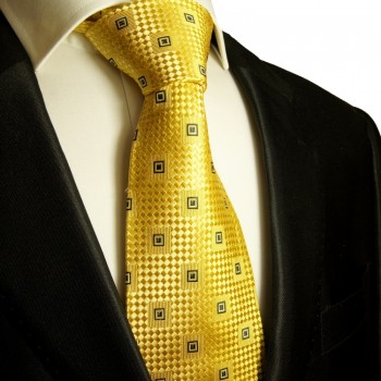 Extra lange Krawatte 165cm - Krawatte Überlänge - gold kariert
