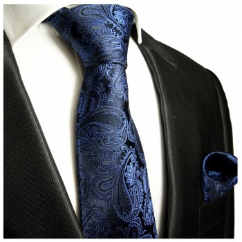 Extra lange Krawatte 165cm - Krawatte blau paisley