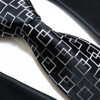 Schwarze Krawatte 100% Seidenkrawatte ( extra lang 165cm ) 641