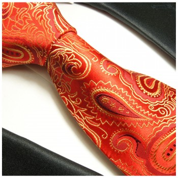 Paul Malone XL Krawatte 165cm rot goldene paisley Seidenkrawatte 680