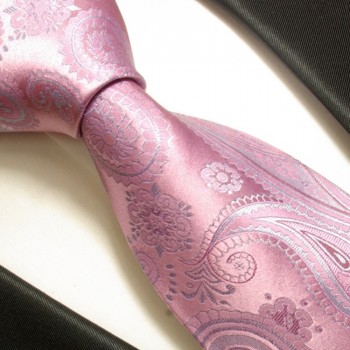 Paul Malone Krawatte 100% Seide ( extra lange 165cm ) pink paisley 686