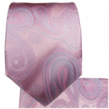 Krawatte pink paisley Seide mit Einstecktuch