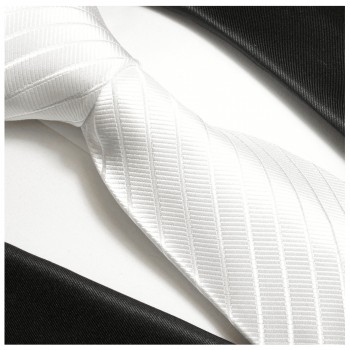 Weiss gestreifte Krawatte 100% Seidenkrawatte ( XL 165cm ) 691