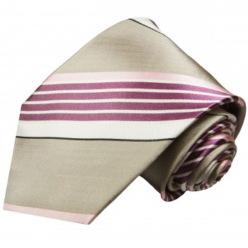Krawatte silber grau pink gestreift Seide