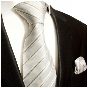 Krawatte hellblau gold gestreift mit Einstecktuch 720