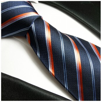 Blaue extra lange XL Krawatte 100% Seidenkrawatte by Paul Malone 722