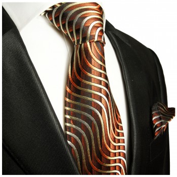 Extra lange Krawatte 165cm - Krawatte Überlänge - braun gestreift