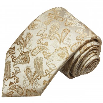 Extra lange Krawatte 165cm - Krawatte ivory braun paisley