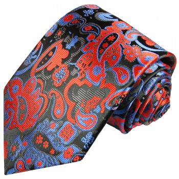 Krawatte rot schwarz blau paisley Seide