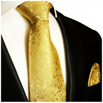 Krawatte gold barock Seide mit Einstecktuch