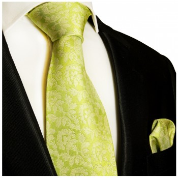 Krawatte grün floral mit Einstecktuch