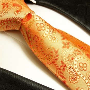 Extra lange Krawatte 165cm - Krawatte Überlänge - orange paisley