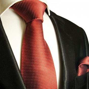 Rotes extra langes XL Krawatten Set 2tlg. 100% Seidenkrawatte + Einstecktuch by Paul Malone 933
