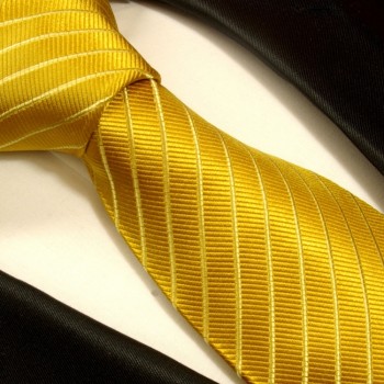 Extra lange Krawatte 165cm - Krawatte Überlänge - gold gestreift