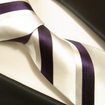 Weiß silber lila extra lange XL Krawatte 100% Seidenkrawatte by Paul Malone 944