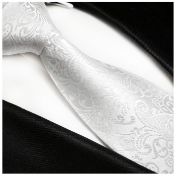 Weiß extra lange XL Krawatte 100% Seidenkrawatte by Paul Malone 946