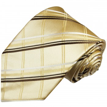 Extra lange Krawatte 165cm - Krawatte Überlänge - gold braun Schottenmuster