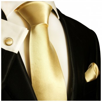 Extra lange Krawatte 165cm - Krawatte Überlänge - gold uni