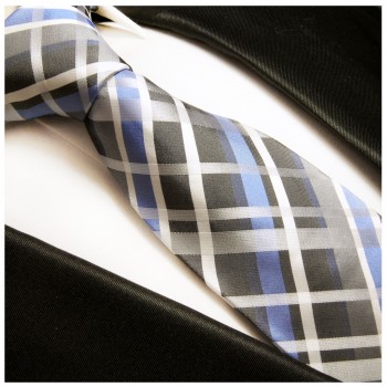 Extra lange Krawatte 165cm - Krawatte Überlänge - blau Schottenmuster