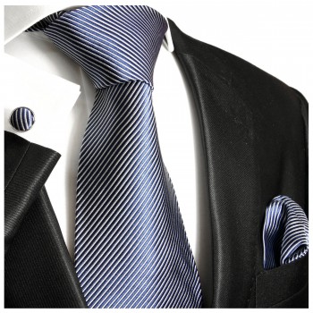 Krawatte blau mit feinen weissen Streifen Seide 519